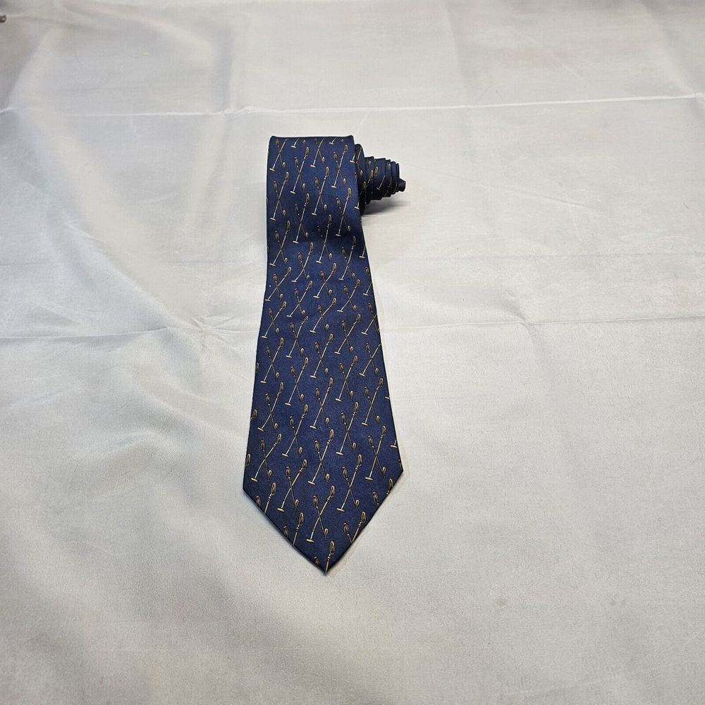 Polo Ralph Lauren Tie‎ Mens 57x3.5  Blue All Over Golf Print Silk